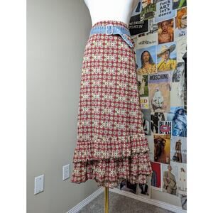 Western Pattern Ruffle Skirt